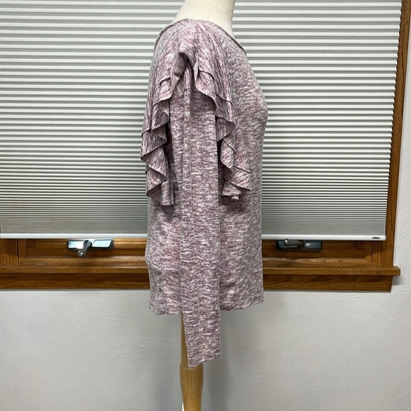 Maurices NWT Maroon Metallic Sparkle Long Flutter Sleeve Top Size Small - Picture 5 of 11